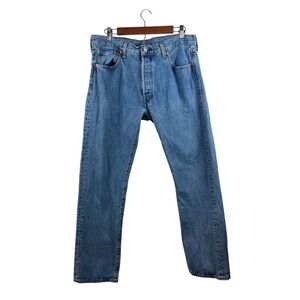 Levi's 501 Mens Jeans W34 L32 Button Fly Blue Denim Straight Leg Work Casual